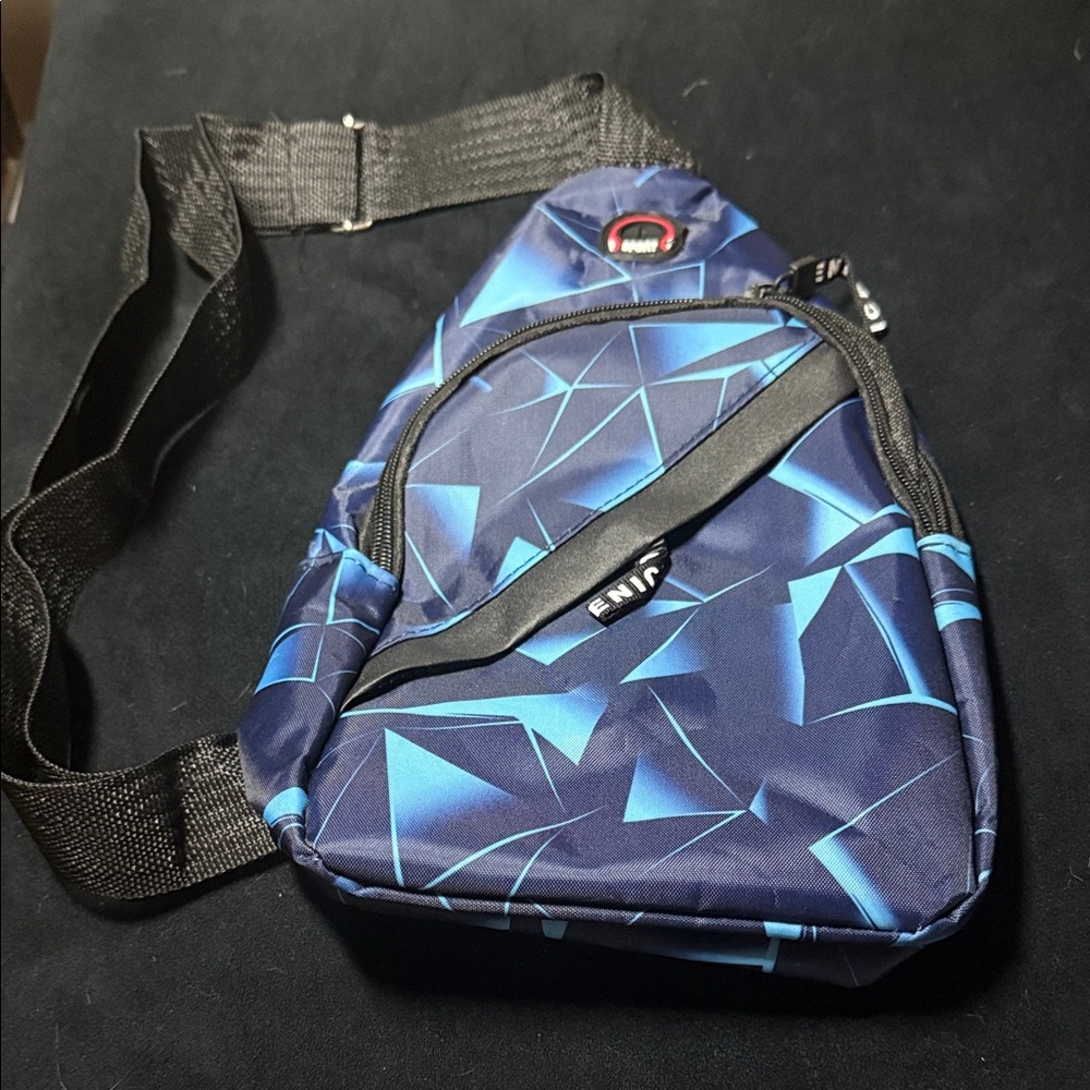Blue Geometric Crossbody Sling Bag
